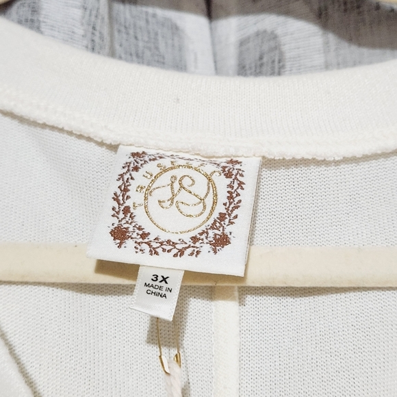 𝅺Tru Self Plus Blessed Tie Hem Short Sleeve Top 3X White - Picture 3 of 7